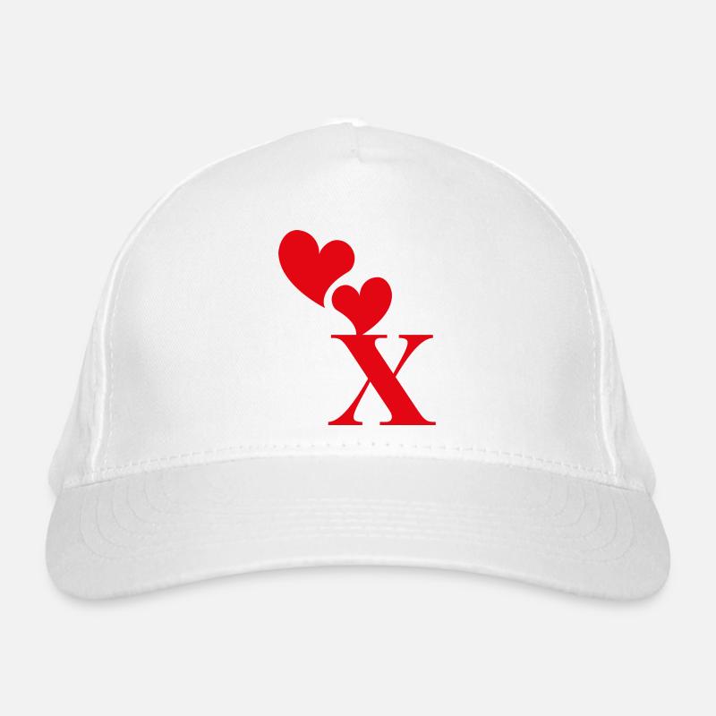 Buchstabe x Rotes Herz Bio-Baseballkappe