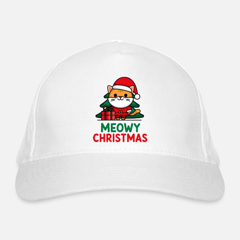 Illustration de chat festif Père Noël Casquette classique bio