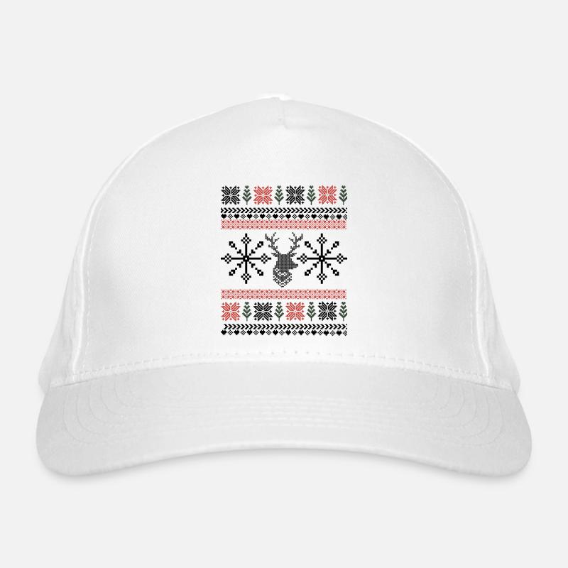 Retro Weihnachten Pixel Muster Bio-Baseballkappe