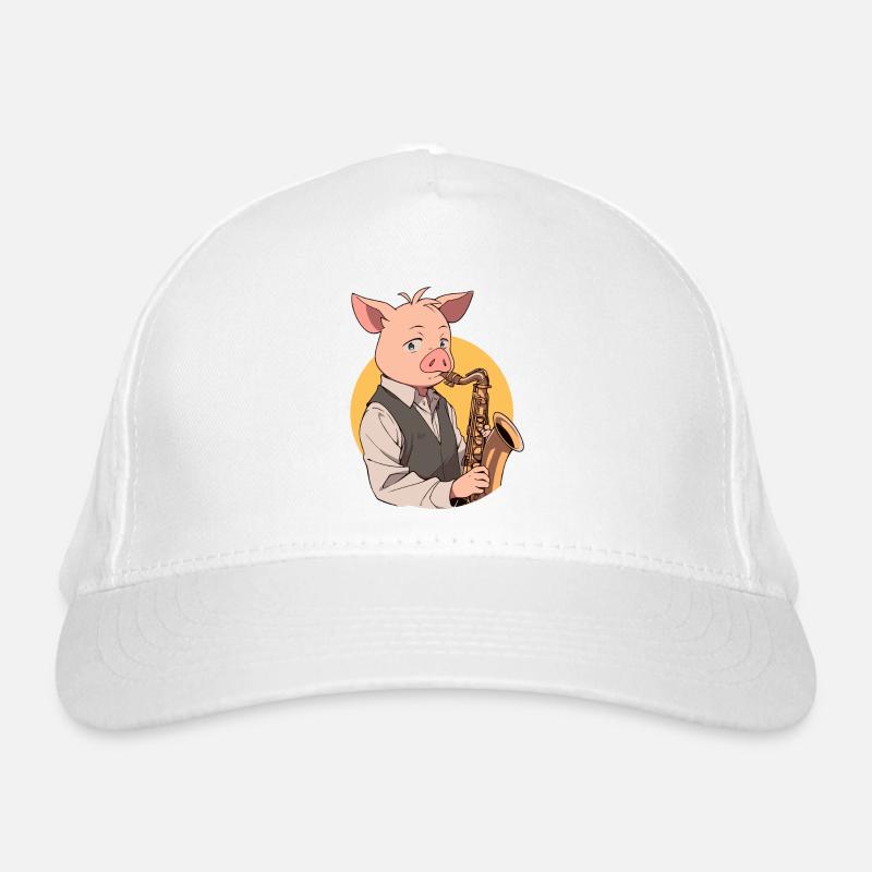 Saxophone Player Pig Organic Baseball Cap