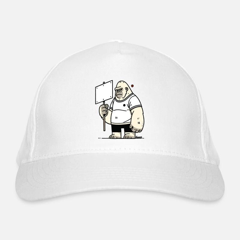 Gorilla mit leerem Schild: Deine Text hier Bio-Baseballkappe