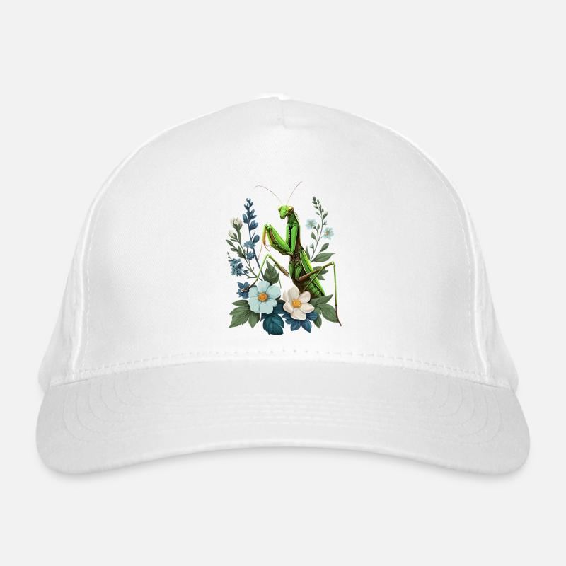 Mante religieuse esthétique avec des fleurs - Casquette classique bio - blanc
