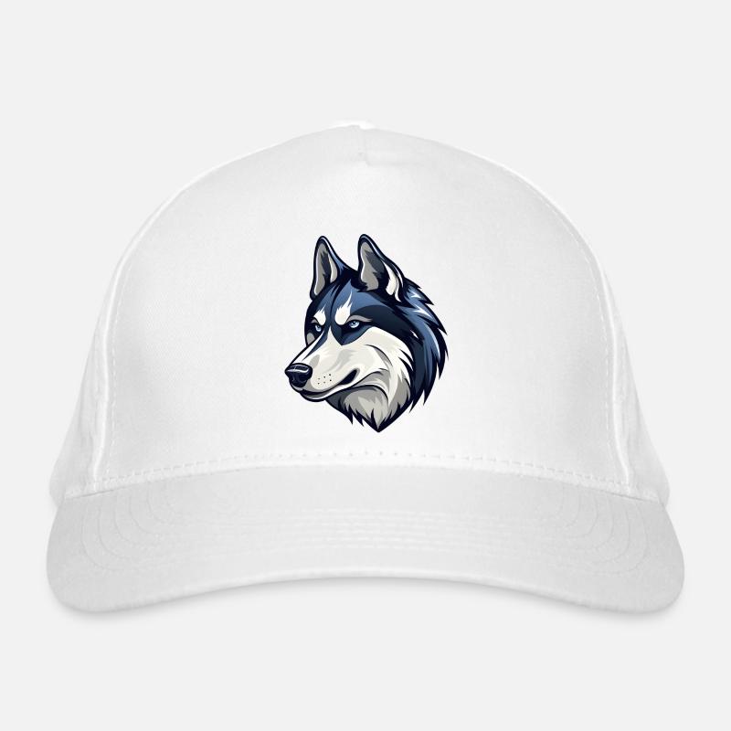 Cooler Husky mit bösem Blick Bio-Baseballkappe