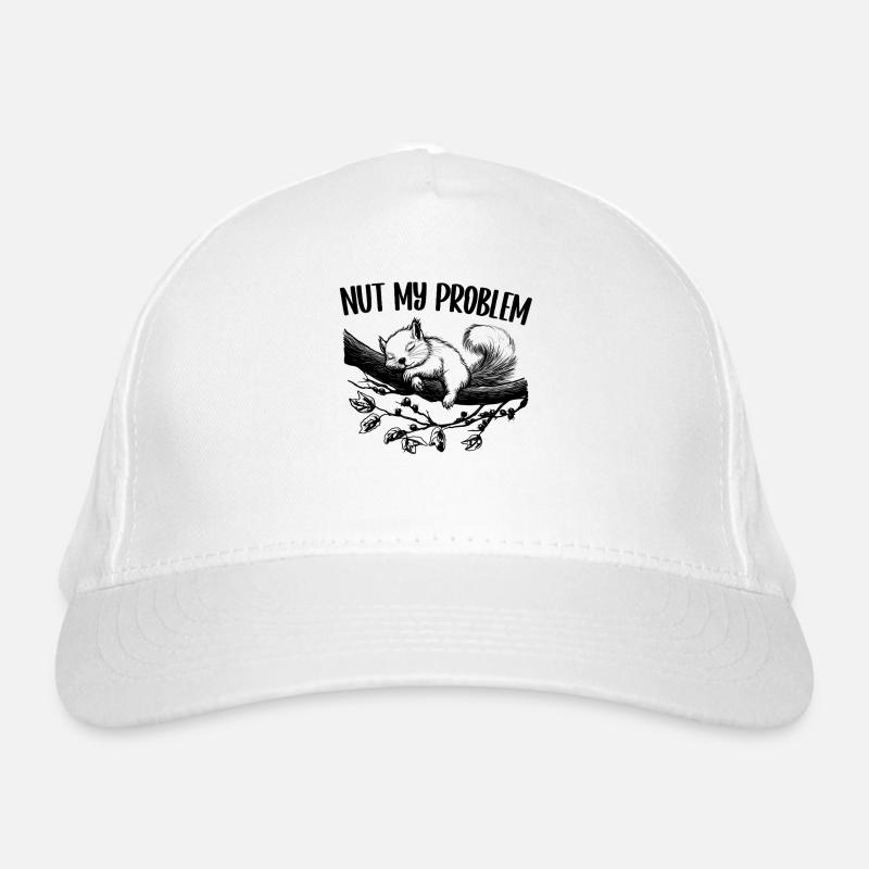 Nut My Problem Niedlich Eichhörnchen Geschenk Bio-Baseballkappe