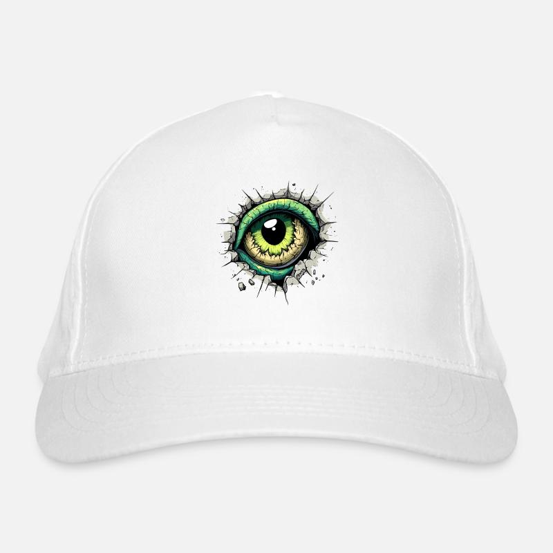 Œil de monstre jetant un coup d’œil à travers le trou dans le mur Casquette classique bio