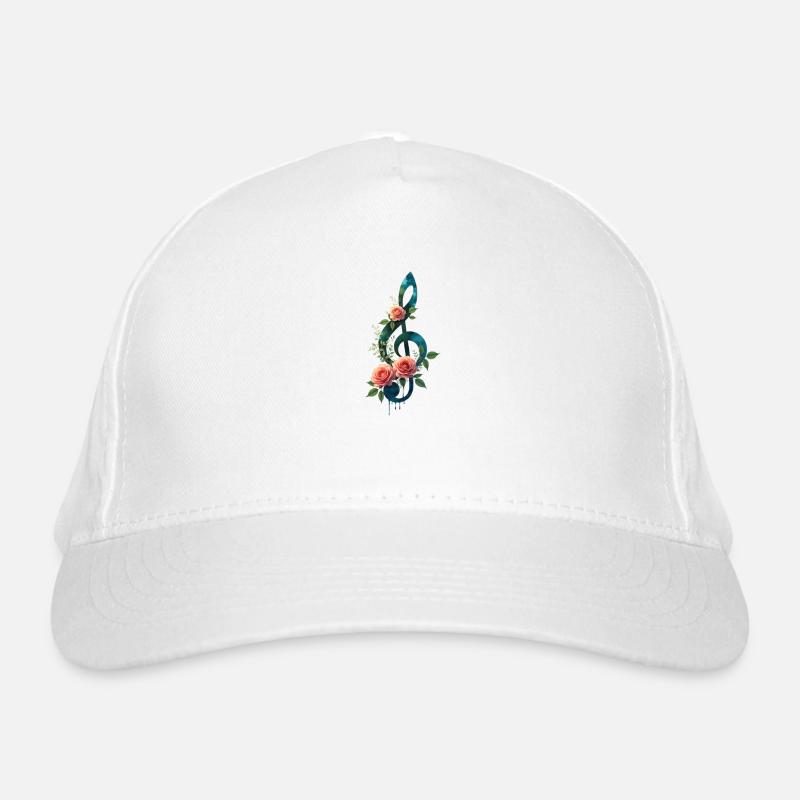 Harmonie florale de la clé de sol - Casquette classique bio - blanc