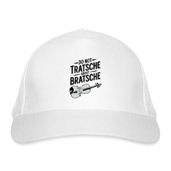 Nicht über Bratsche tratschen Bratschisten Humor - Bio-Baseballkappe - Weiß - Vorne