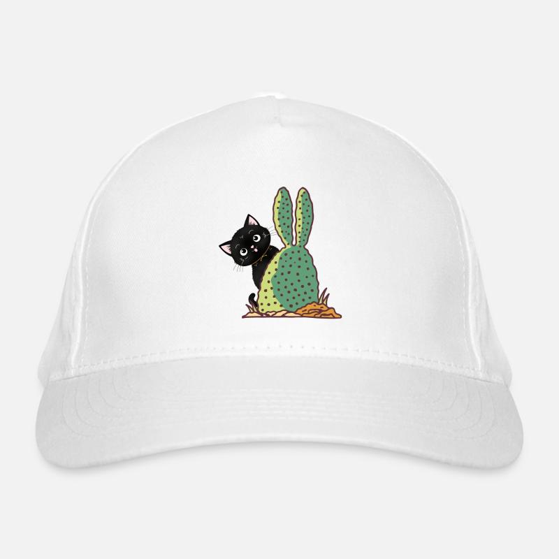 Cat hiding behind a cactus Organic Baseball Cap