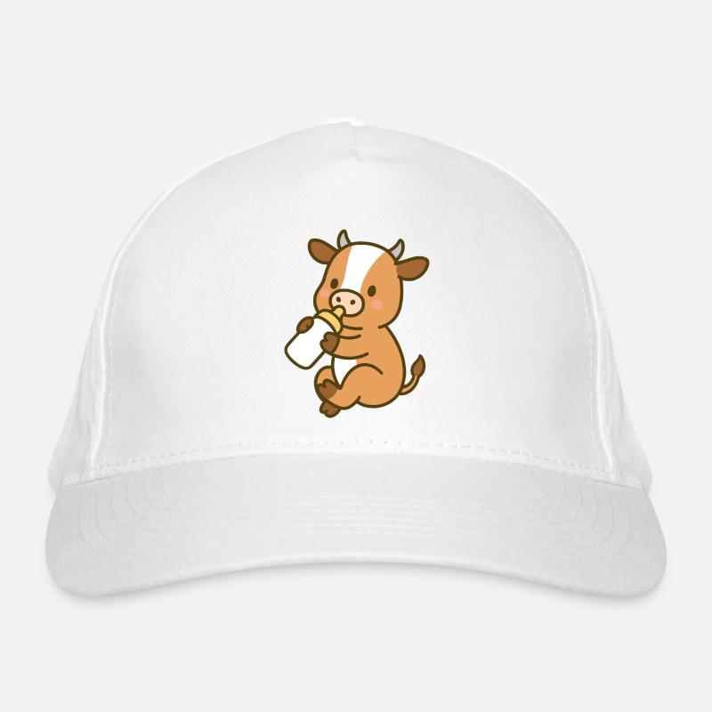 Petite vache avec des bouteilles de lait Casquette classique bio