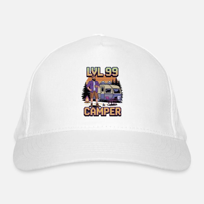 Lvl 99 Camper – Design de camping rétro pixel Casquette classique bio
