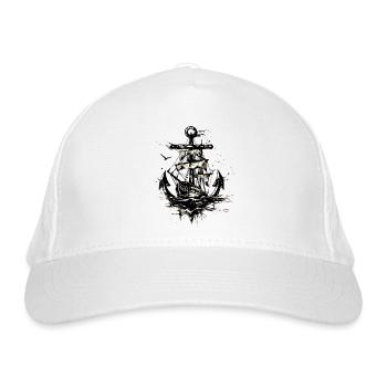 Anker Schiff Segelschiff Kunst Matrose Seemann - Bio-Baseballkappe - Weiß - Vorne