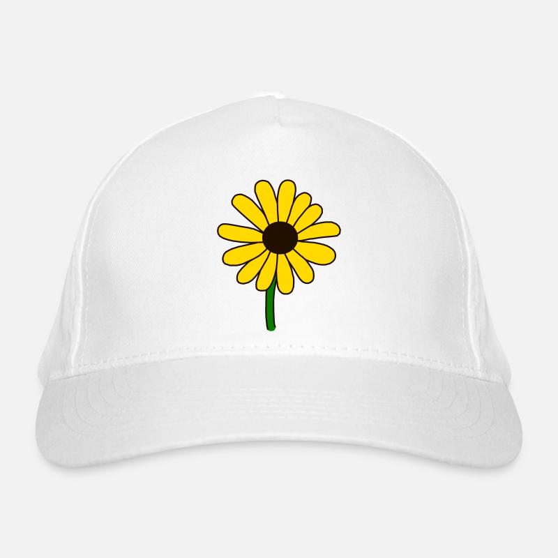 Minimalistisches Sonnenblumen Design - Bio-Baseballkappe - Weiß