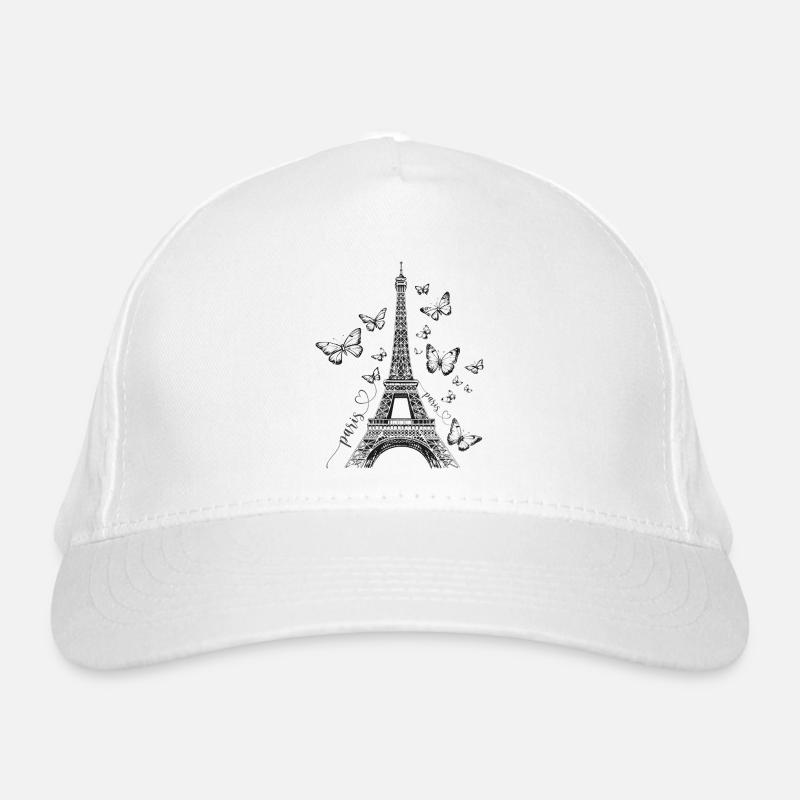Paris Eiffelturm Frankreich Schmetterlinge Kunst Bio-Baseballkappe