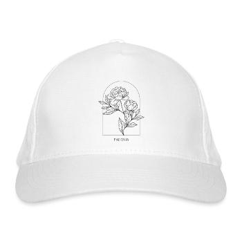 Botanisches Blumen Design, Minimalistische Paeonia - Bio-Baseballkappe - Weiß - Vorne