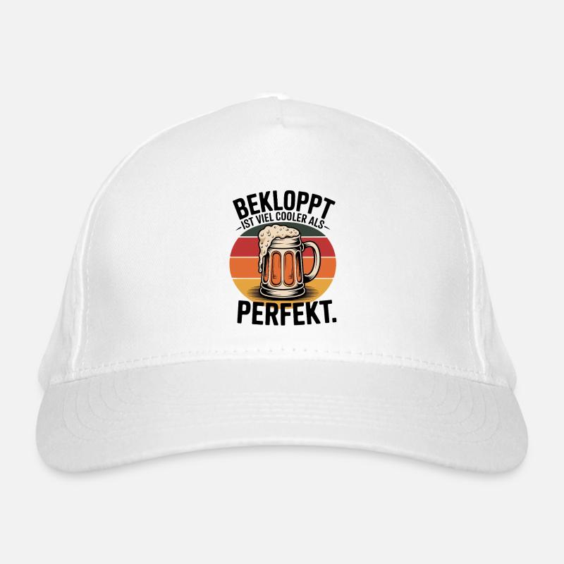 Retro Bierkrug mit schäumendem Bier Bio-Baseballkappe
