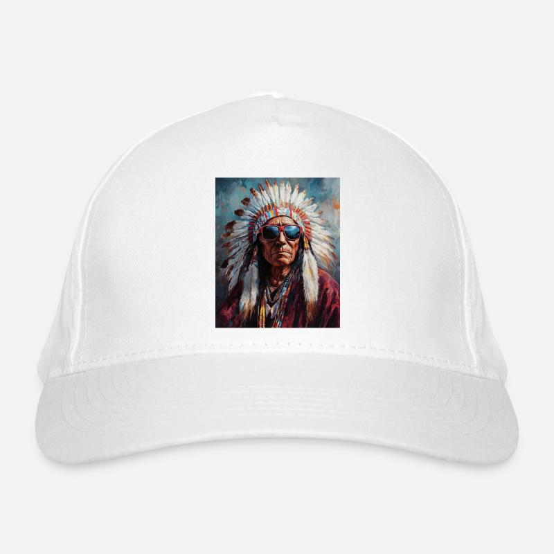Indianer Häuptling mit Sonnenbrille Bio-Baseballkappe