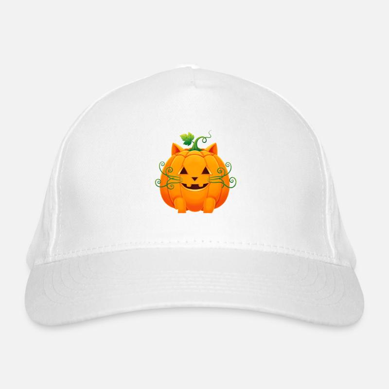 Chat Citrouille Halloween Design Casquette classique bio
