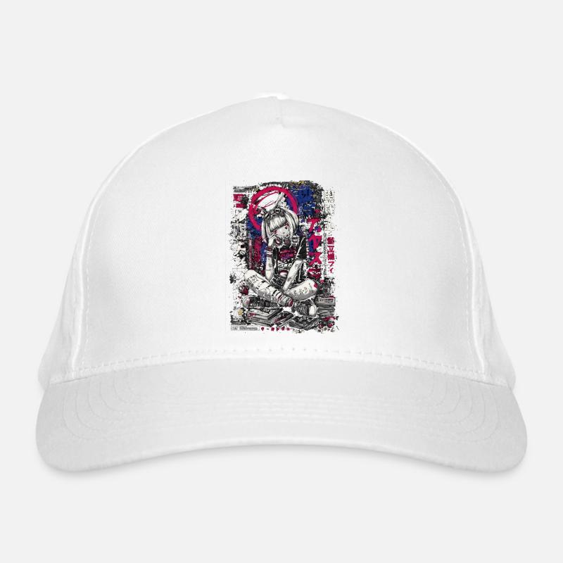Cyberpunk Mädchen mit Graffiti-Design Bio-Baseballkappe