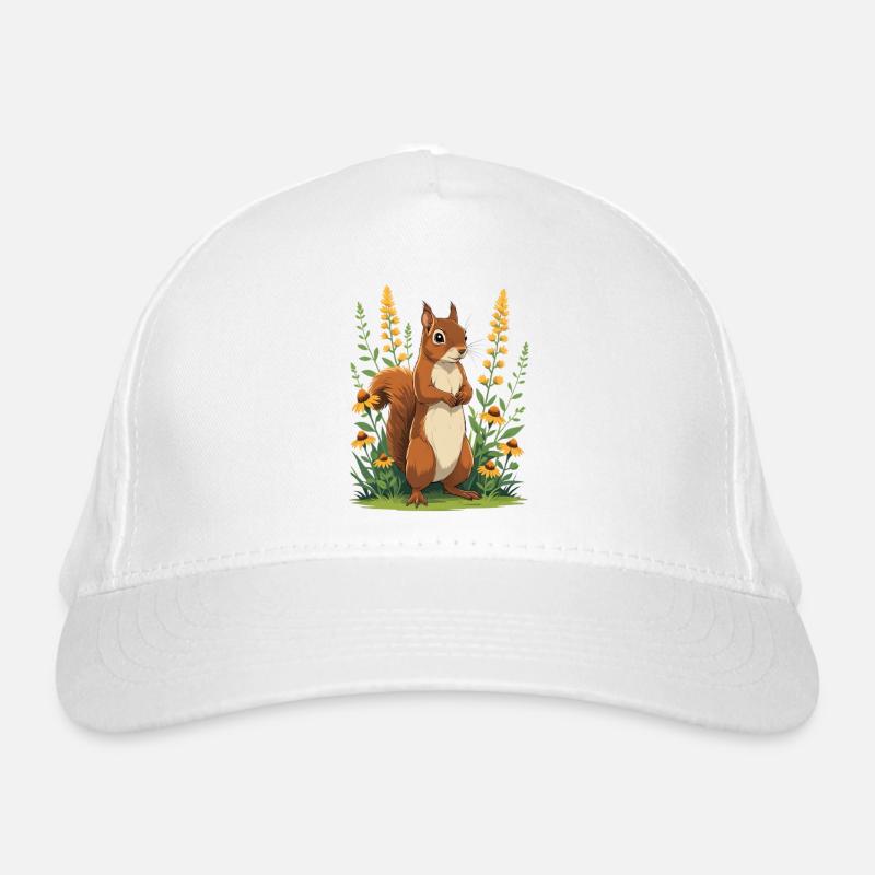 Charming squirrel with flower wreath Organic Baseball Cap
