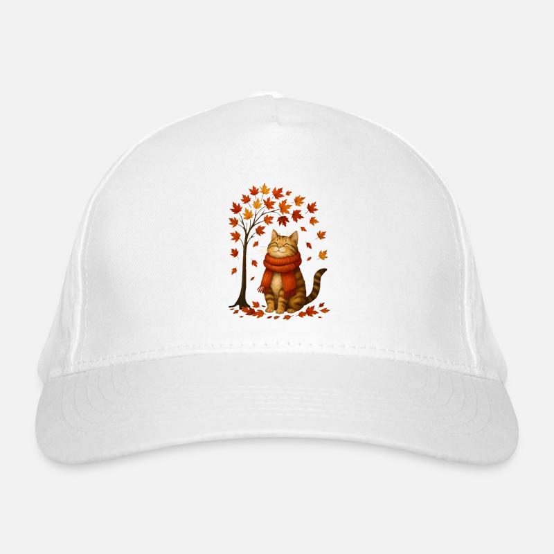 Chat d’automne avec écharpe rouge Casquette classique bio