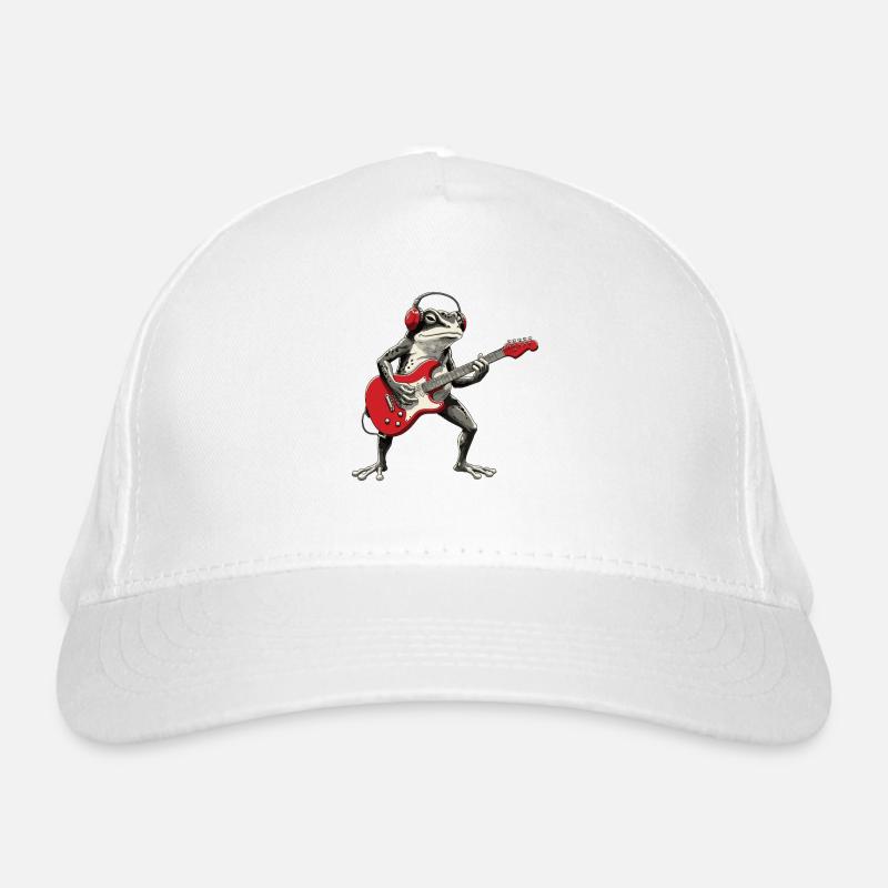 Frog guitar with headphones Organic Baseball Cap