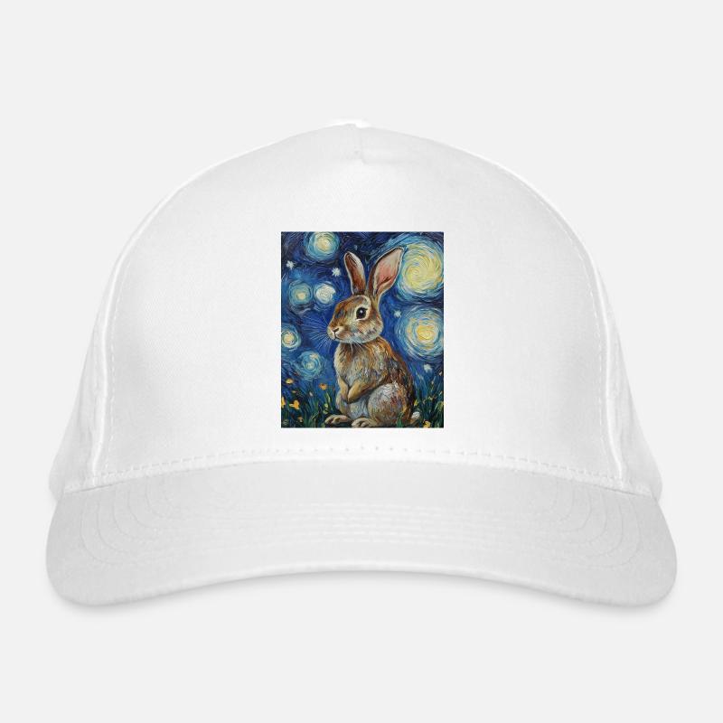 Bunny Rabbit Bunny Van Gogh Style Starry Night Organic Baseball Cap