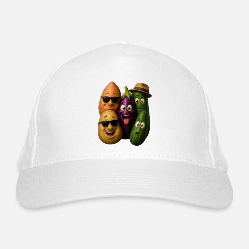Cheerful vegetable heroes group Organic Baseball Cap