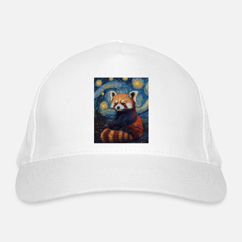 Red Panda Bear Van Gogh Style Starry Night Organic Baseball Cap