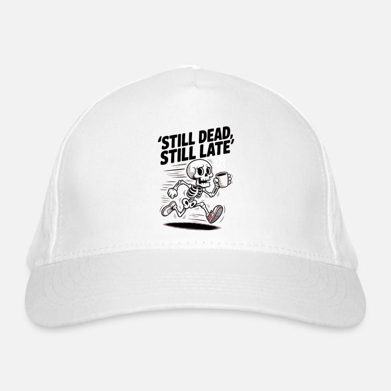 Immer noch tot, immer noch spät Skelett Kaffeerausch Bio-Baseballkappe
