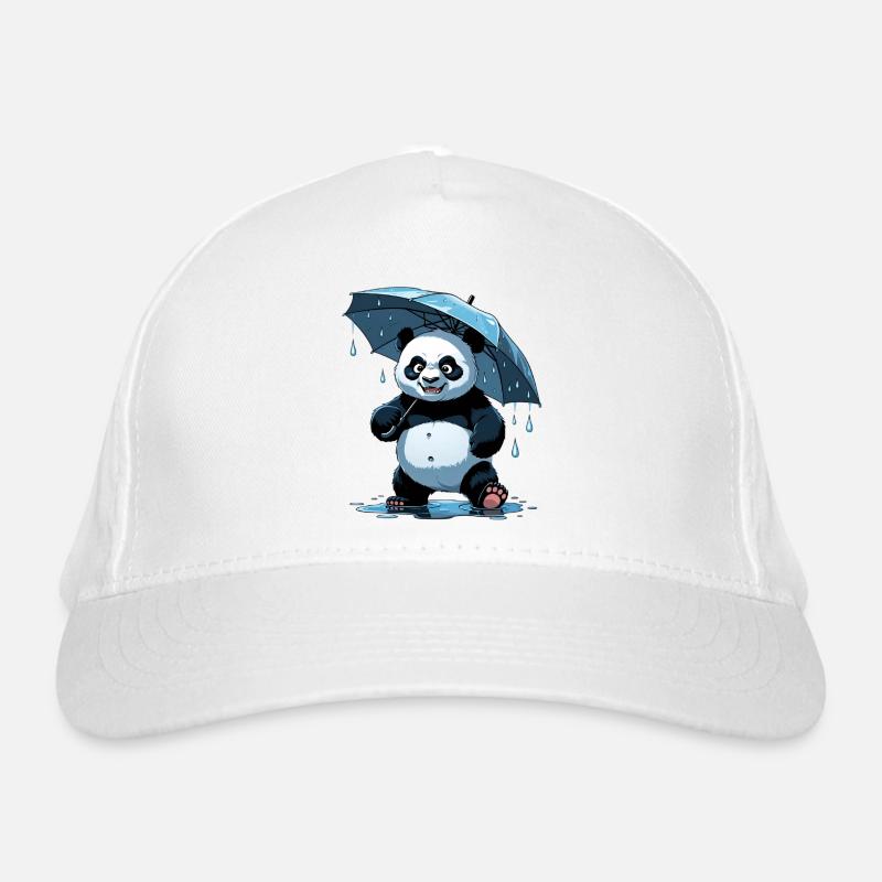Panda Under Umbrella Organic Baseball Cap
