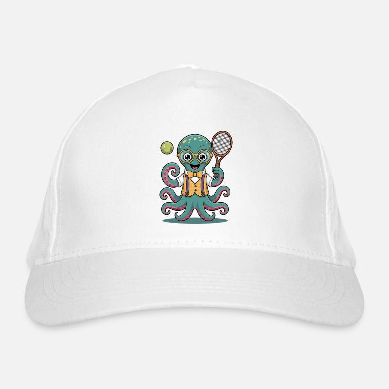 Nerdiger Tennis Oktopus Mit Brille Bio-Baseballkappe