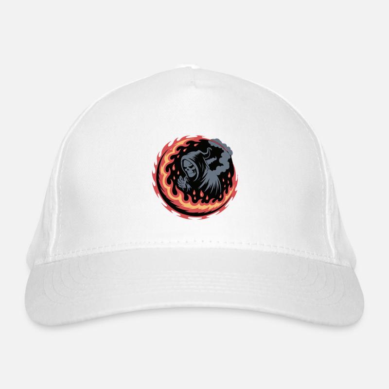 Flaming Grim Reaper Circle Organic Baseball Cap