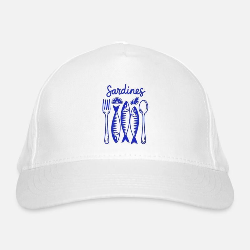 Sardines Feast Blue Illustration Organic Baseball Cap