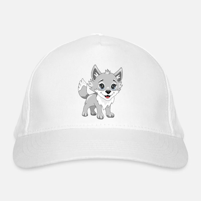 Cute smiling baby wolf Organic Baseball Cap