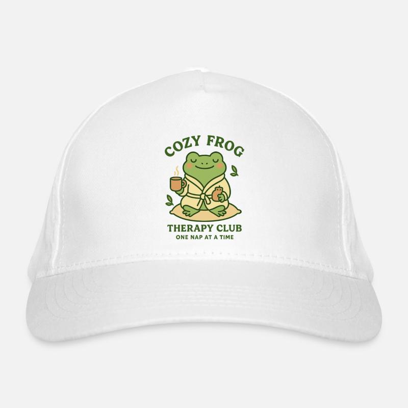 Cozy frog in bathrobe Organic Baseball Cap