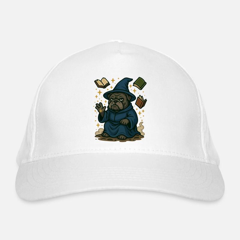 Bulldog Wizard Casting Magic Fantasy Cartoon Organic Baseball Cap