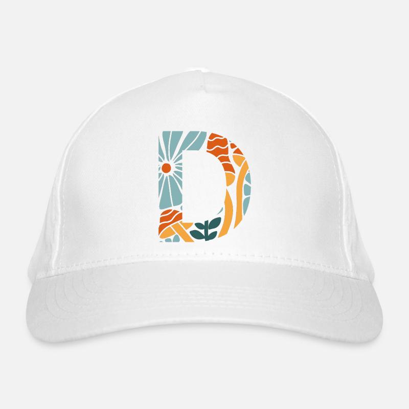 Buchstabe D Groovy Flowers Geschenkidee Bio-Baseballkappe