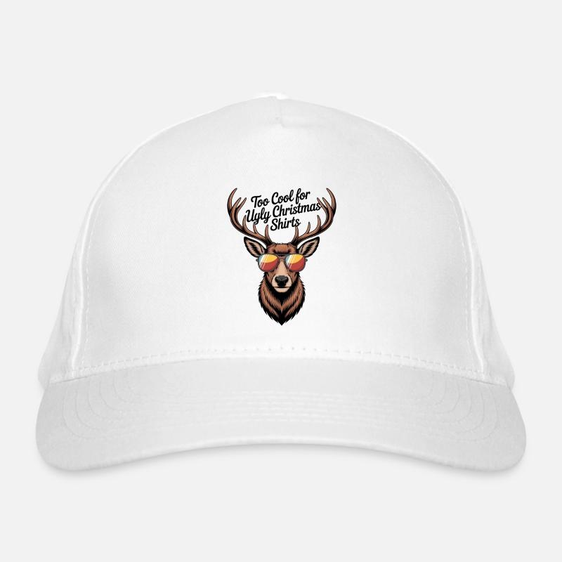 Deer with antlers Ugly christmas Organic Baseball Cap