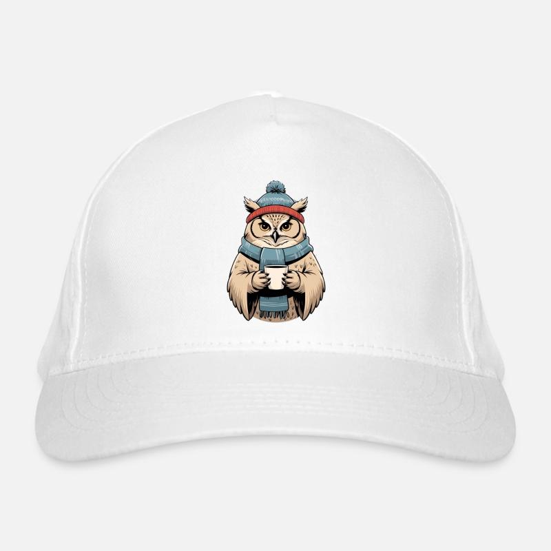 Hibou d’hiver avec écharpe et bonnet Casquette classique bio
