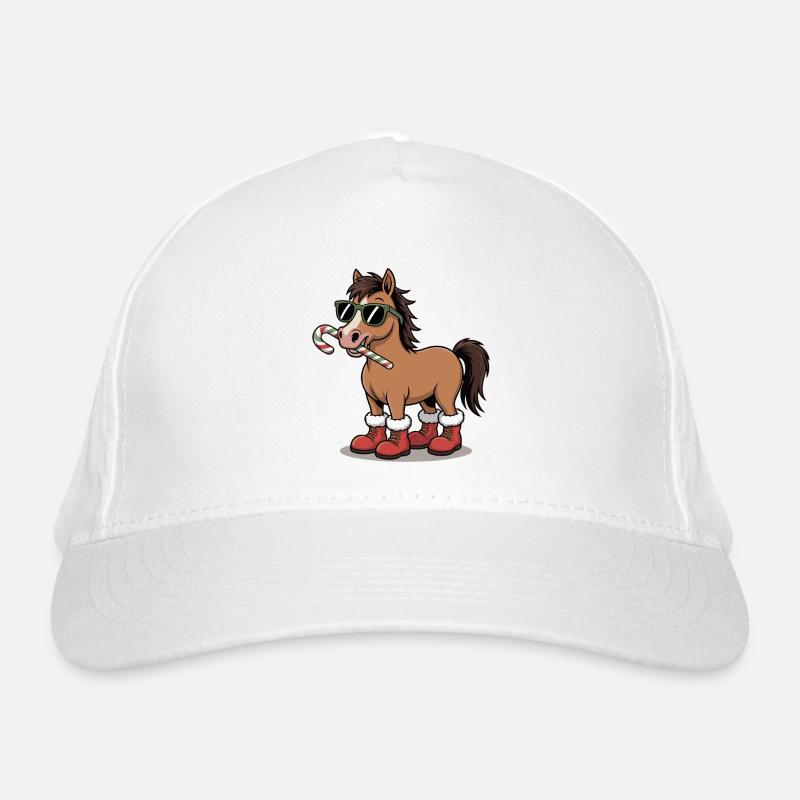 Winterpferd im Candy Cane Stil Bio-Baseballkappe