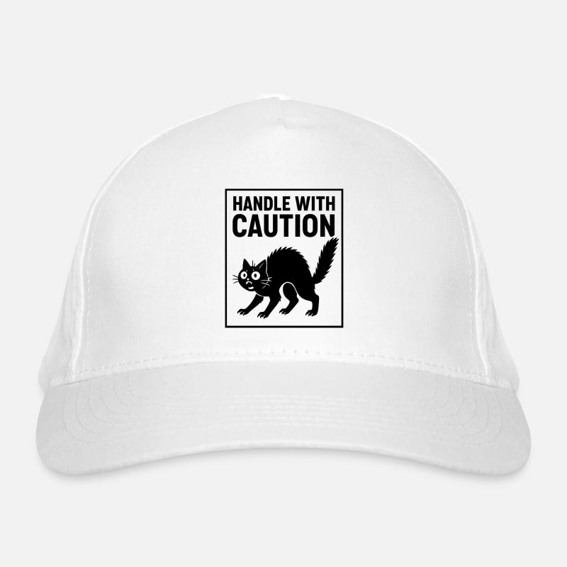 Handle With Caution Katze Achtung Spruch Fun Bio-Baseballkappe