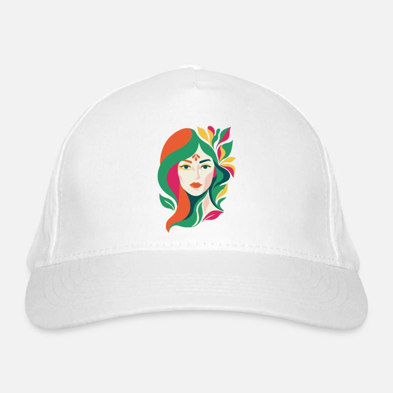Portrait floral abstrait vibrant d'une dame Casquette classique bio