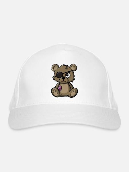Teddybär mit Augenklappe - Bio-Baseballkappe - Weiß