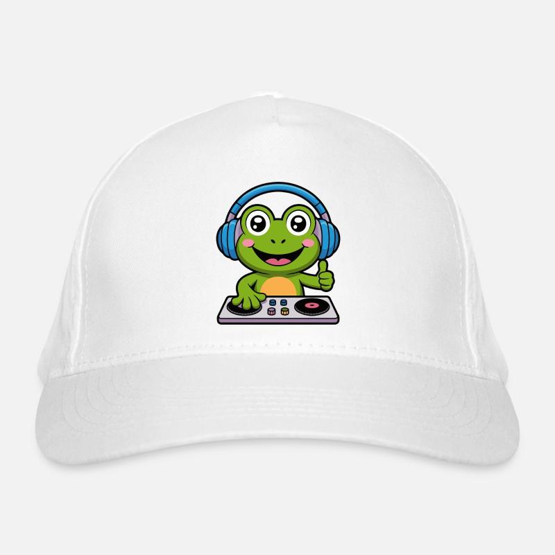 Frosch DJ mit Kopfhörern Bio-Baseballkappe
