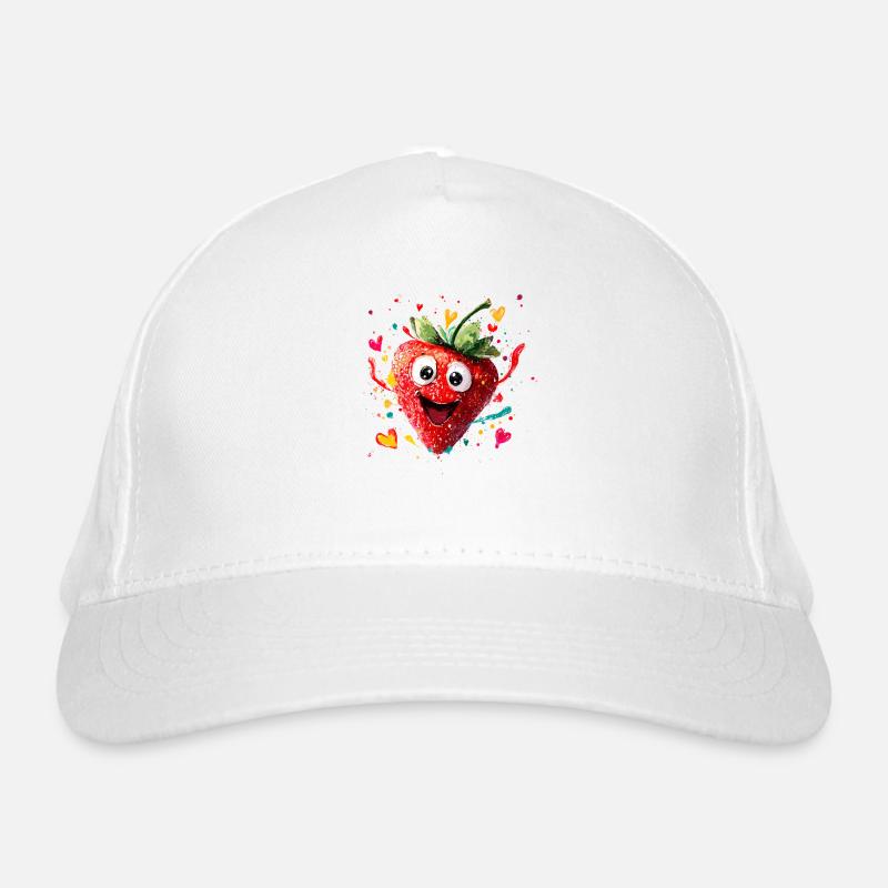 Fröhliche Erdbeerheldin Splatter Bio-Baseballkappe