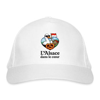 L’Alsace dans le Cœur Cigogne Bretzel - Casquette classique bio - blanc - Devant