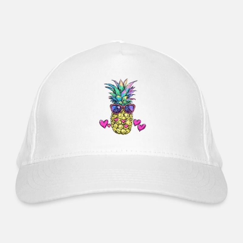 Bunte Ananas mit Sonnenbrille Bio-Baseballkappe