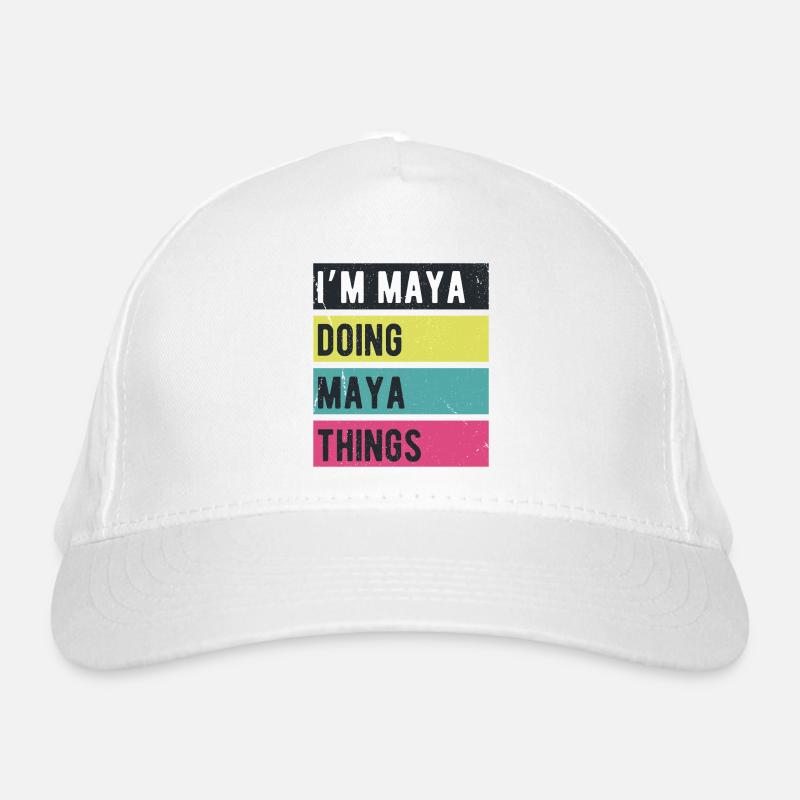 Ich bin Maya und mache Maya-Dinge Retro-Farben Bio-Baseballkappe