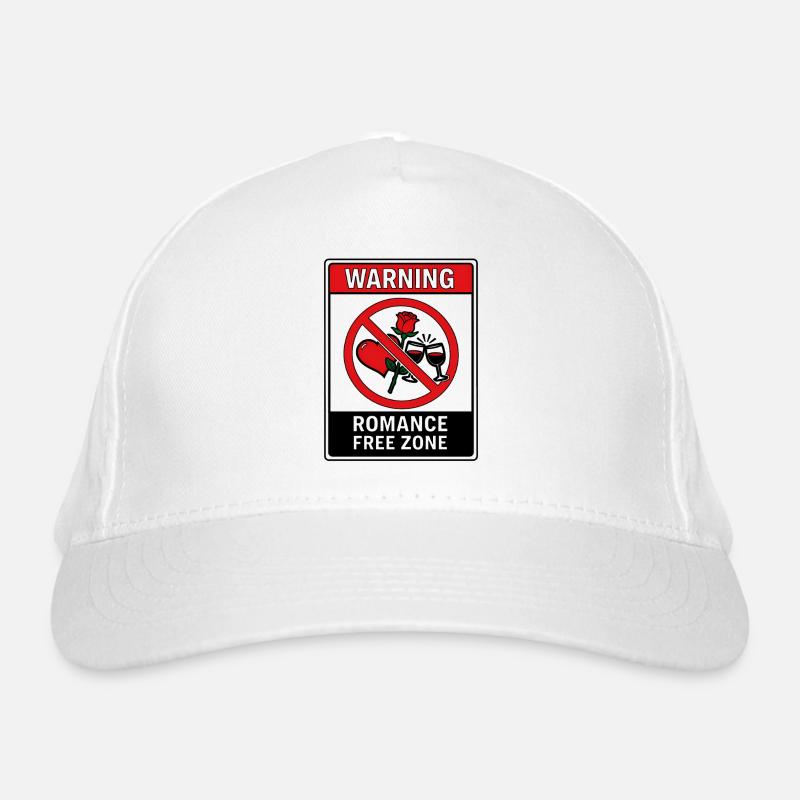 Warning Romance Free Zone Bio-Baseballkappe