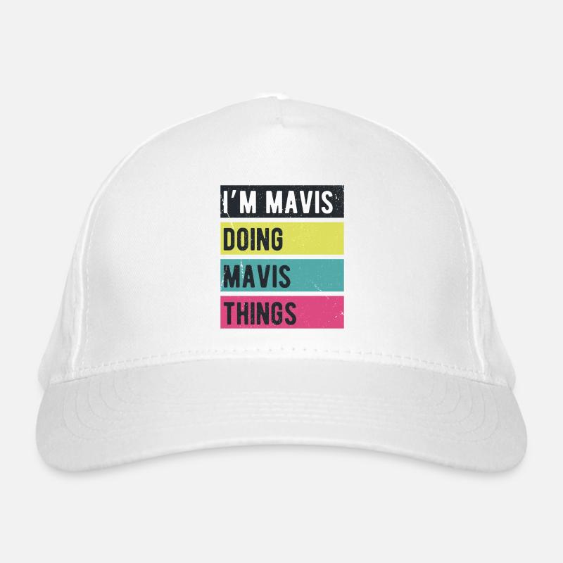 Ich bin Mavis, mache Mavis-Dinge in Retro-Farben Bio-Baseballkappe